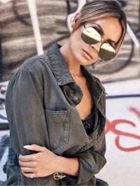 Desi x Quay High Key Sunglasses Olive Green Frame and Lenses